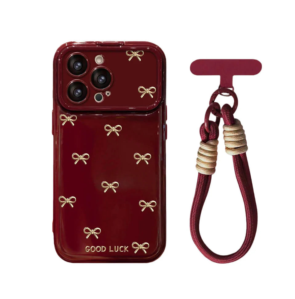 Wine Bow Charm Case with Mirror for iPhone