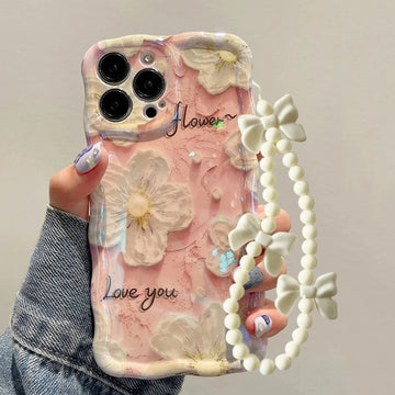 Pastel Aesthetic Cosmos Floral Case with Charm for iPhone