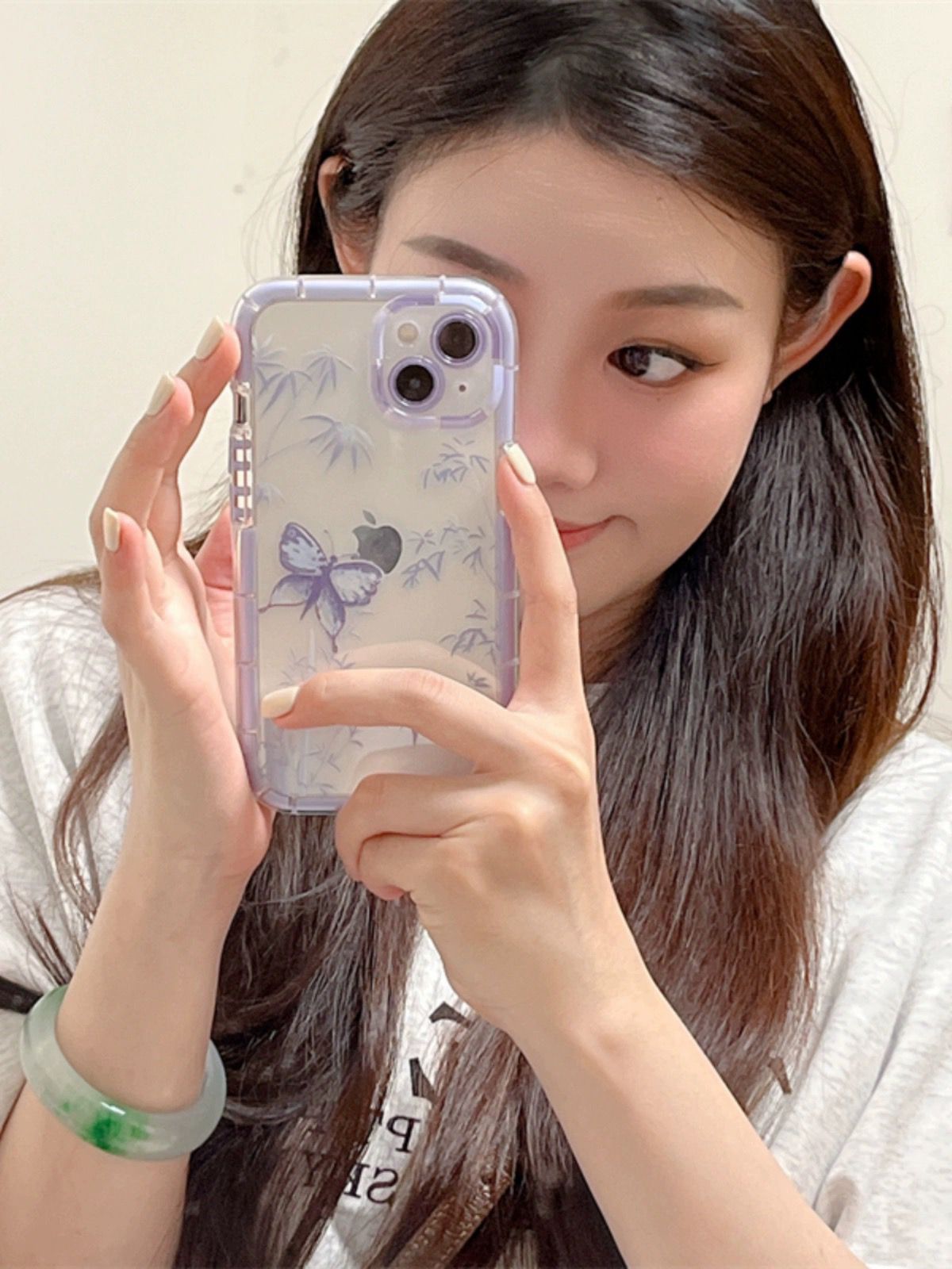 Purple Transparent Butterfly Silicone cases for iPhone