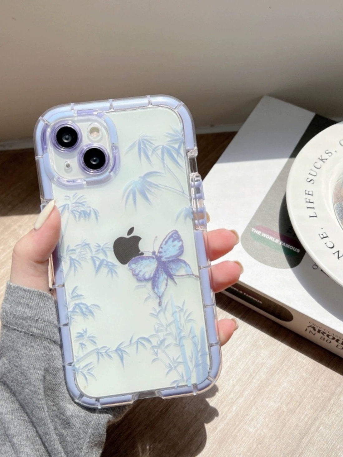 Purple Transparent Butterfly Silicone cases for iPhone