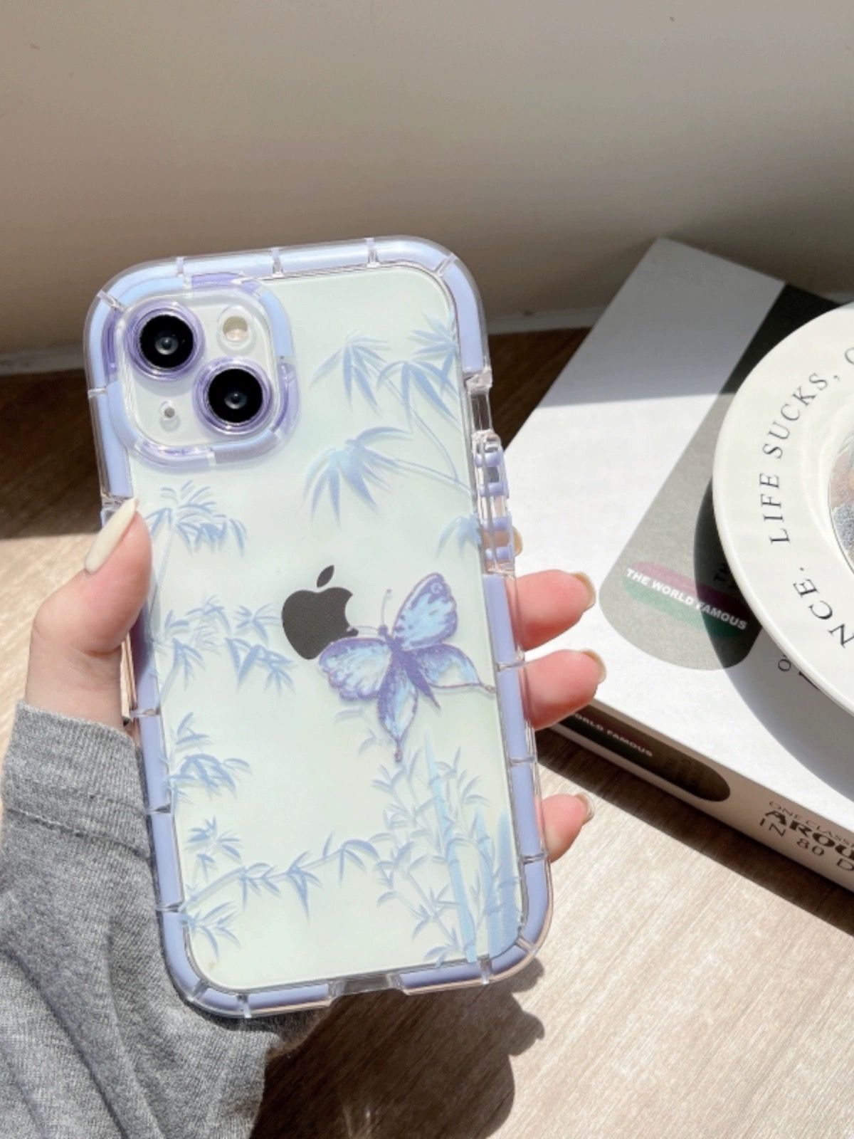 Purple Transparent Butterfly Silicone cases for iPhone