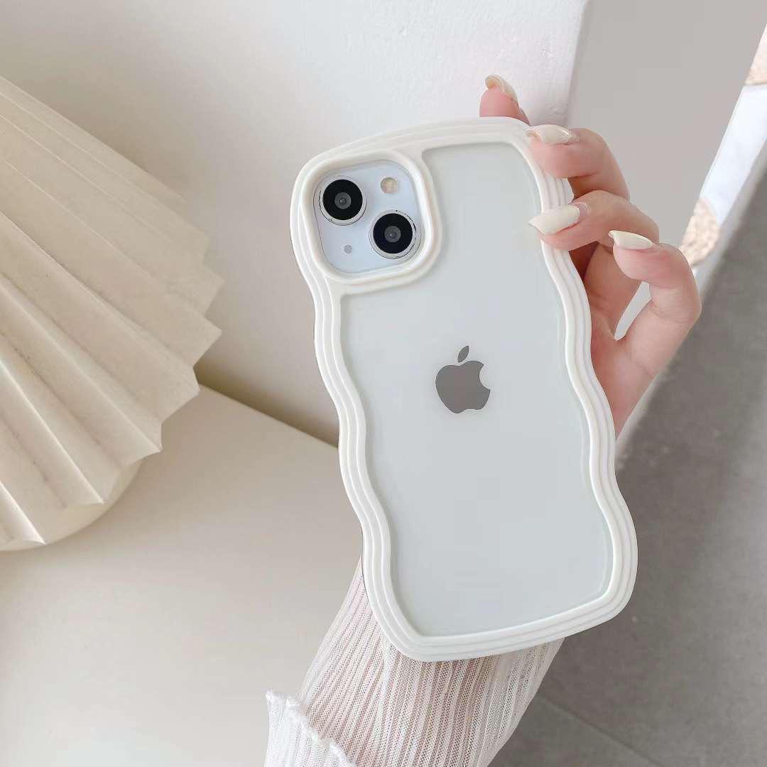 Wavy Style Bumper Transparent Cute cases for iPhone ( White )