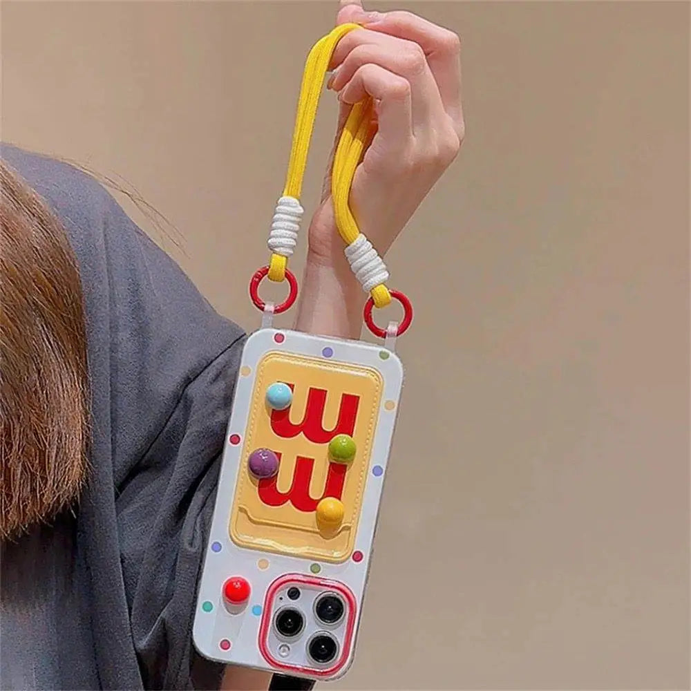 M & M Card Holder Case With Hanging Charm for iPhone