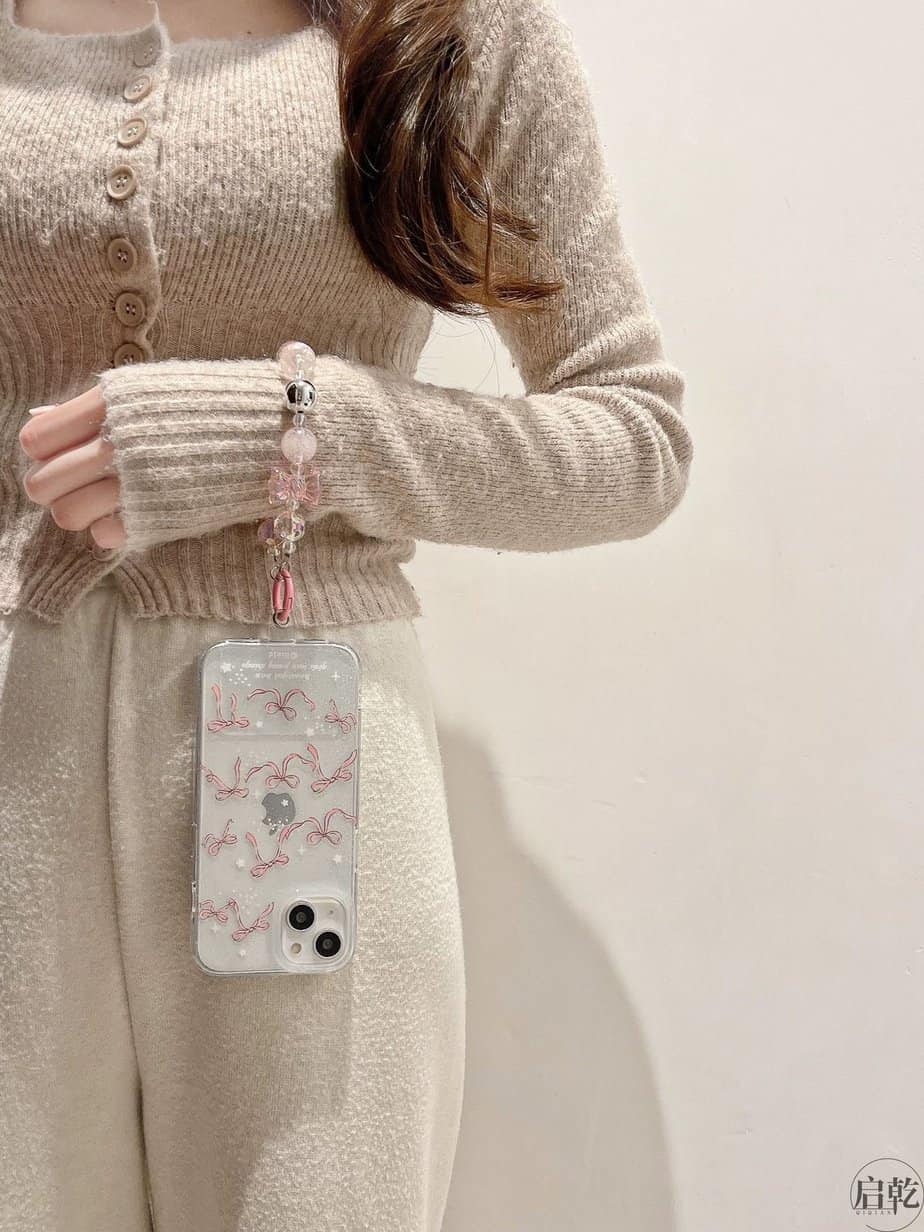 Designer Transparent Small Bow Shimmery Case with Charm for iPhone