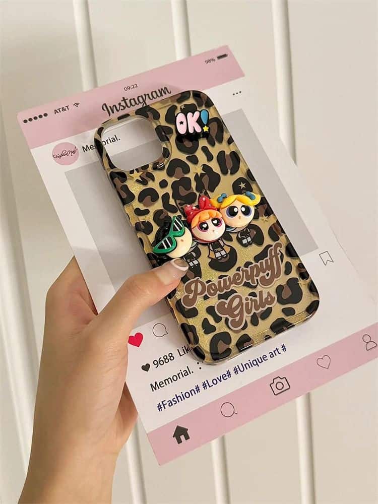 Leopard Design Power Puff Cases for iPhone