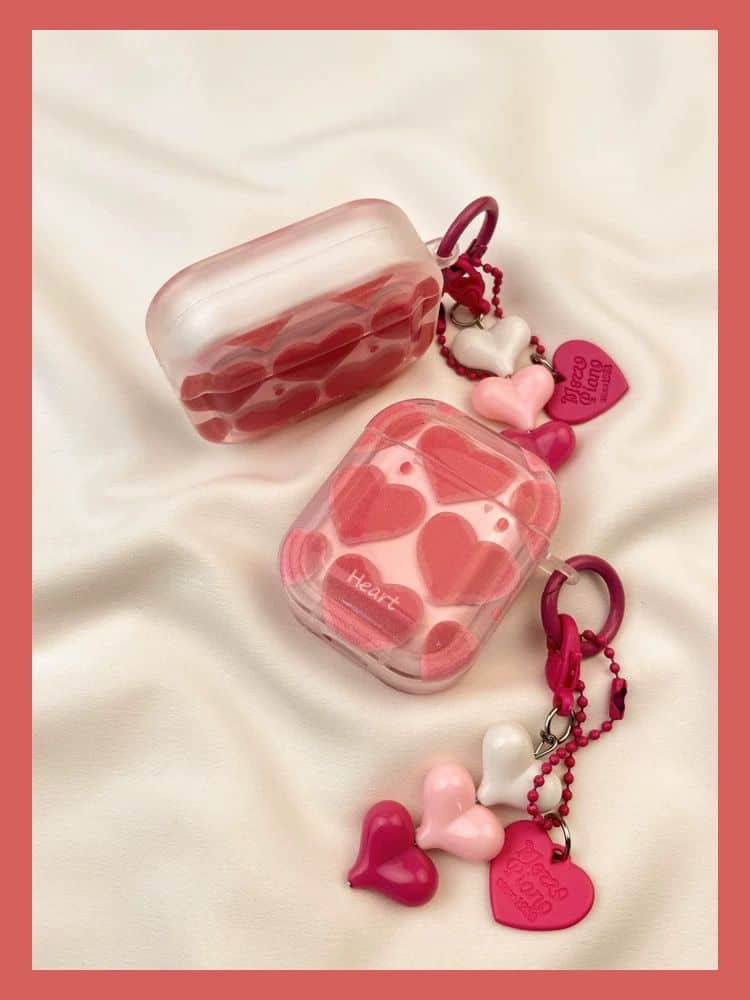 Pink Small Hearts Case with Charms for Airpods - Airpods Pro and Pro 2