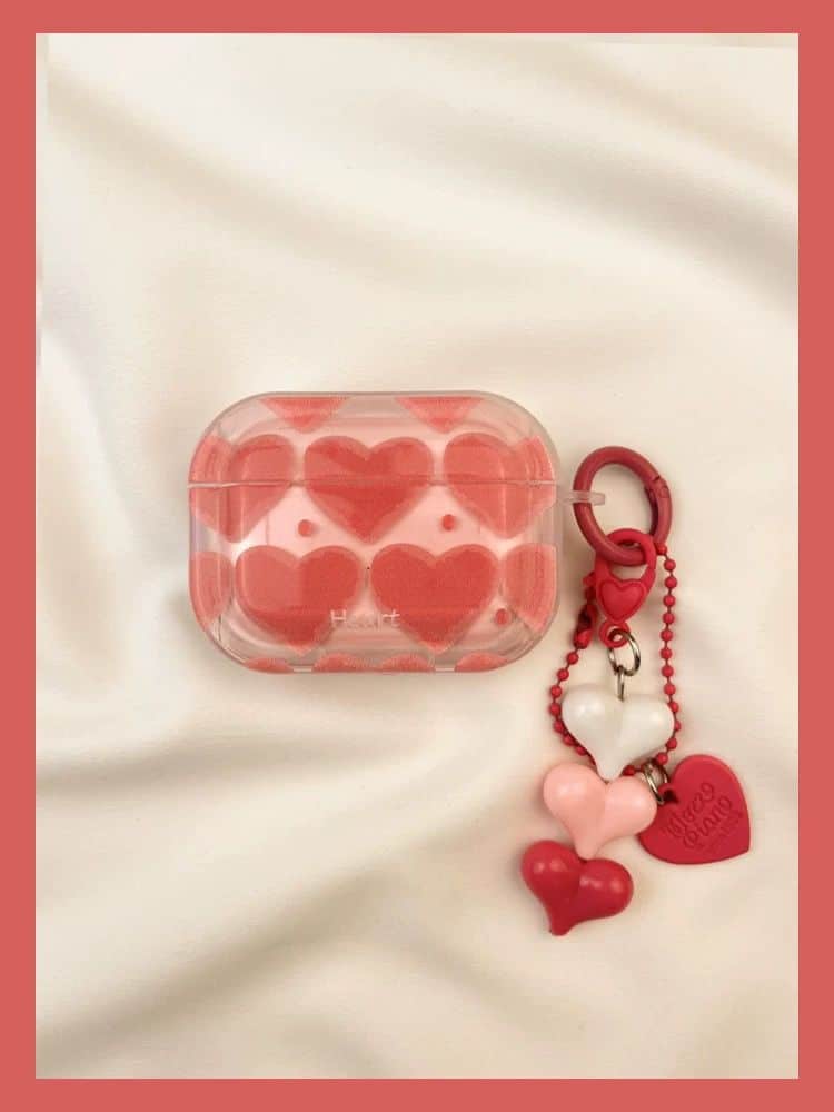 Pink Small Hearts Case with Charms for Airpods - Airpods Pro and Pro 2