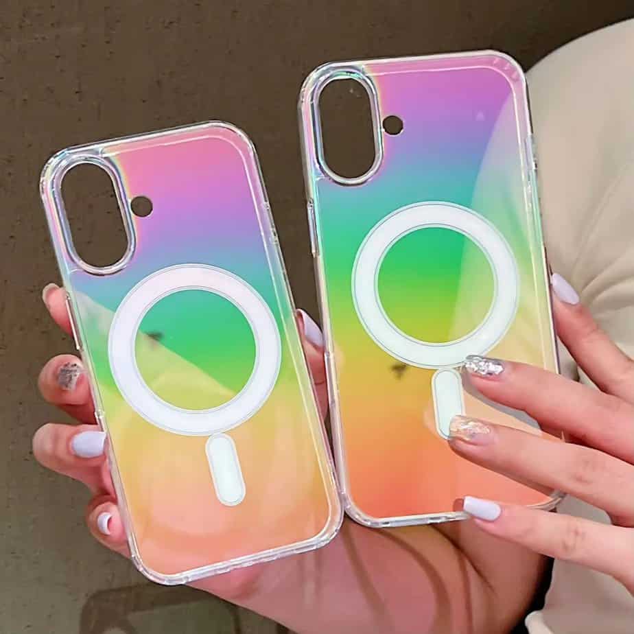 Rainbow Holographic Transparent Cases with Magsafe for iPhone