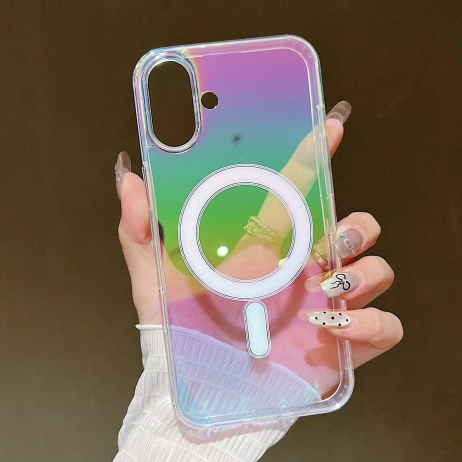 Rainbow Holographic Transparent Cases with Magsafe for iPhone