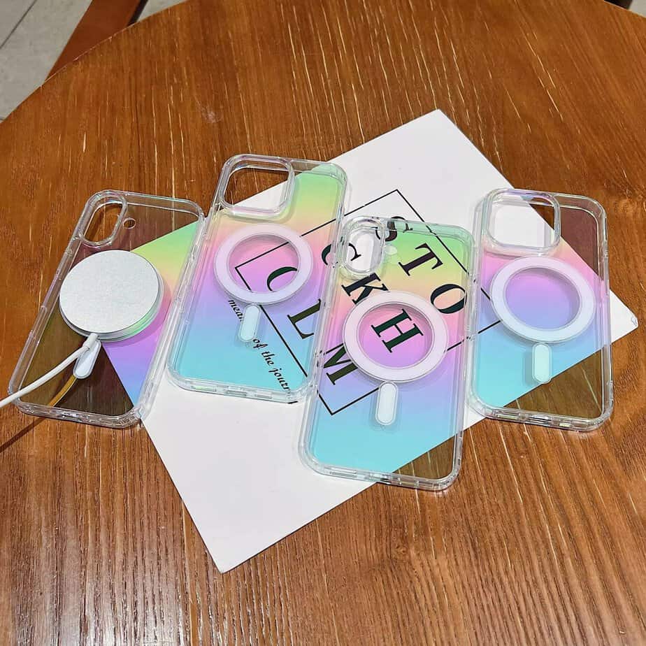 Rainbow Holographic Transparent Cases with Magsafe for iPhone