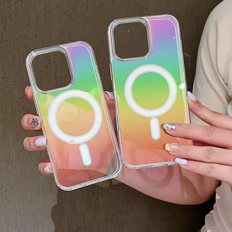 Rainbow Holographic Transparent Cases with Magsafe for iPhone