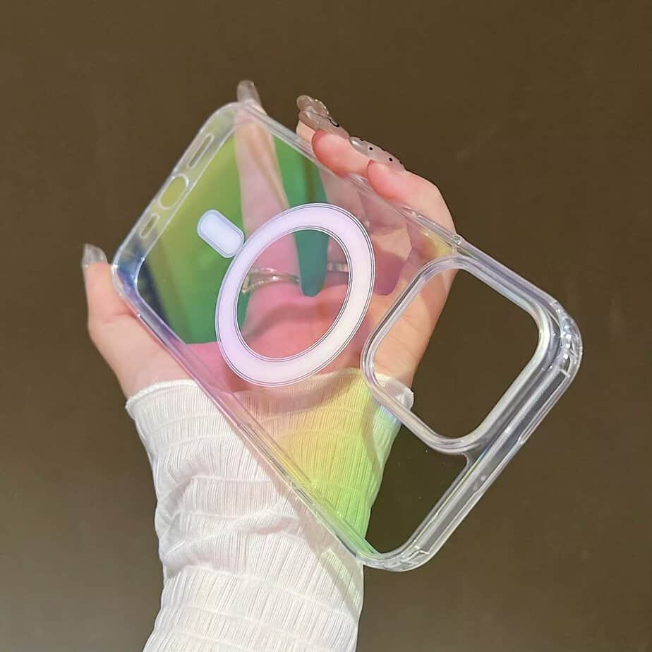 Rainbow Holographic Transparent Cases with Magsafe for iPhone