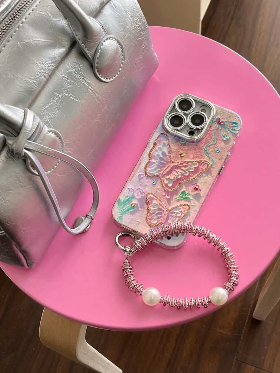 Pastel Butterfly Cases with Shimmer Lens and charms for iPhone