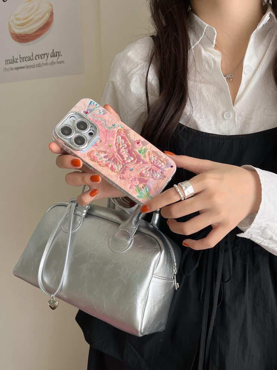 Pastel Butterfly Cases with Shimmer Lens and charms for iPhone