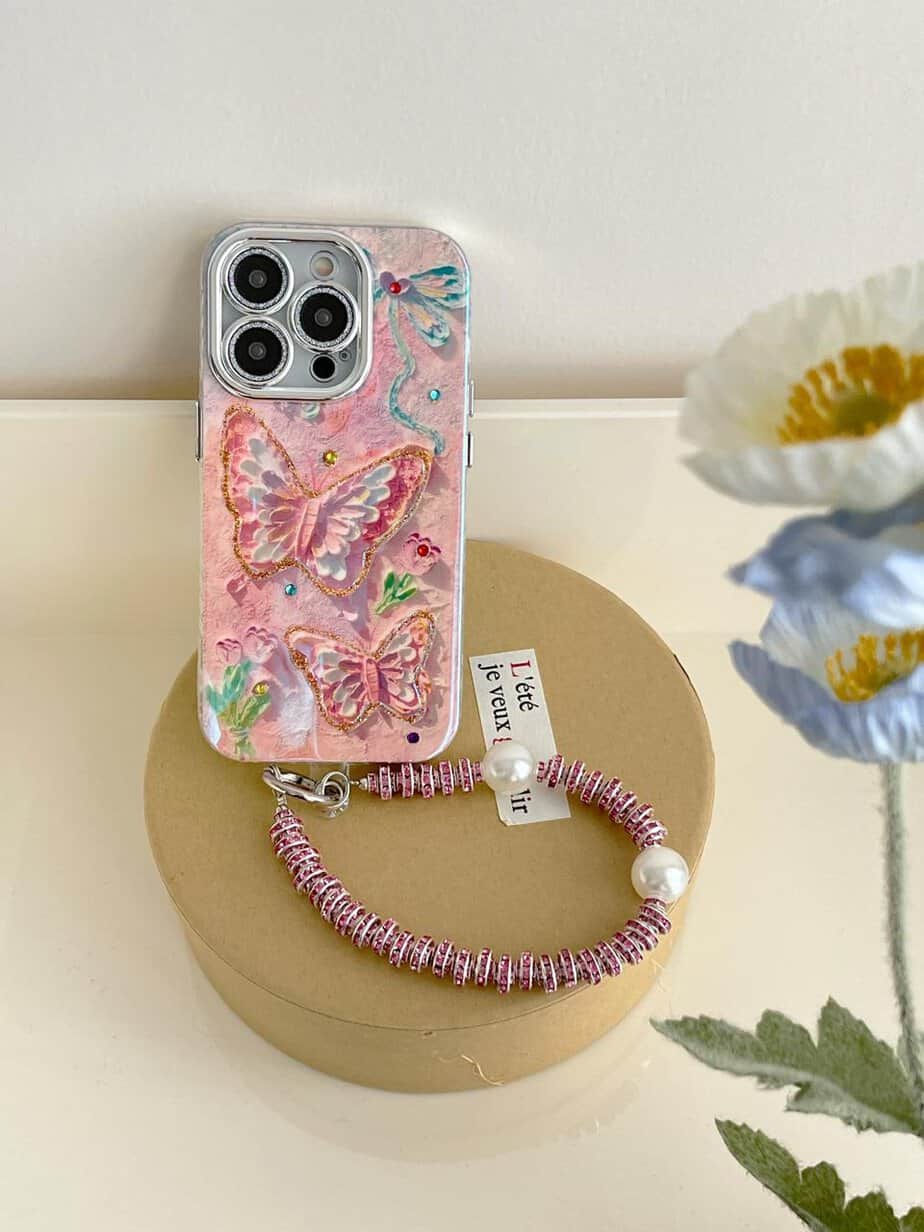 Pastel Butterfly Cases with Shimmer Lens and charms for iPhone