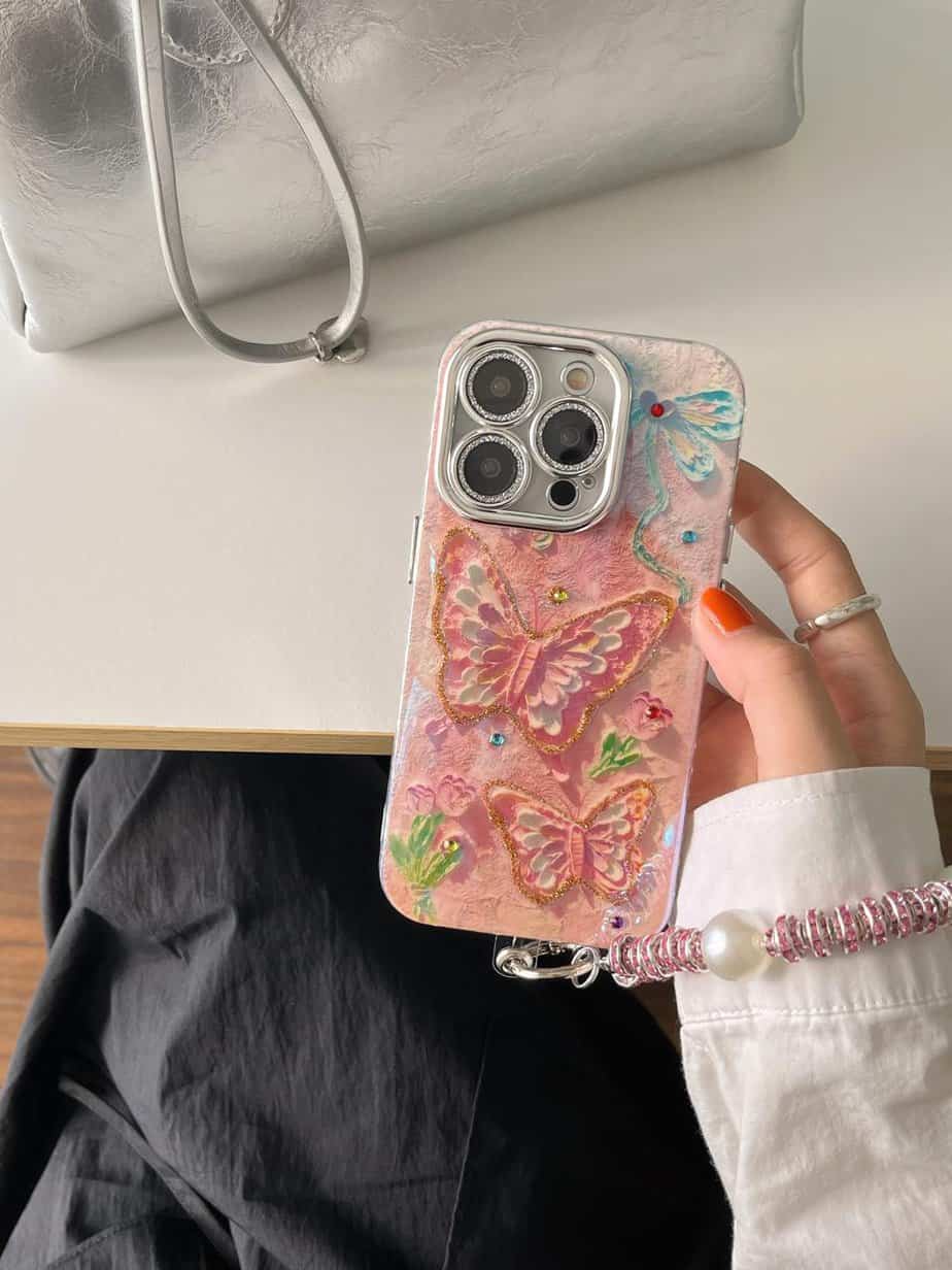 Pastel Butterfly Cases with Shimmer Lens and charms for iPhone