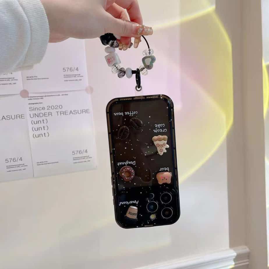 Brown Color Coffee Mirror Case with Charm for iPhone