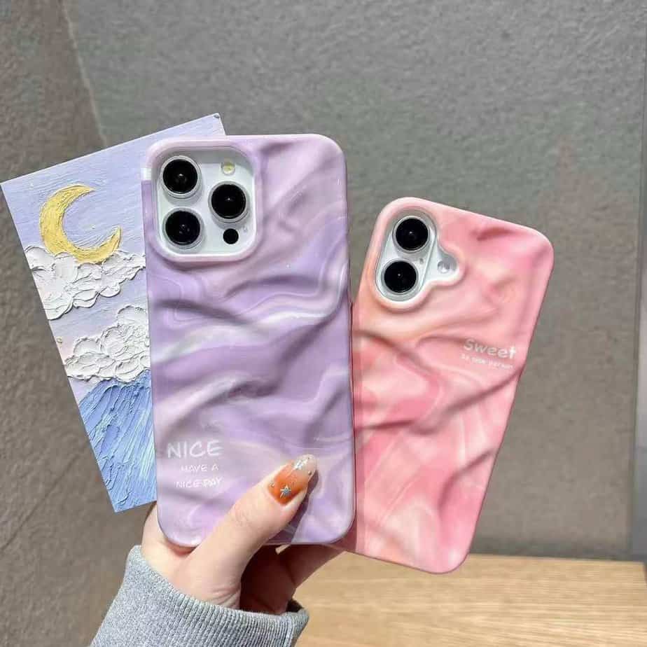 Designer Wavy Glossy Gradient Cases for iPhone - Lilac