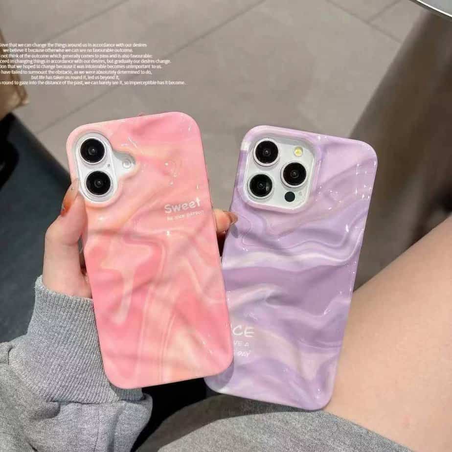 Designer Wavy Glossy Gradient Cases for iPhone - Lilac