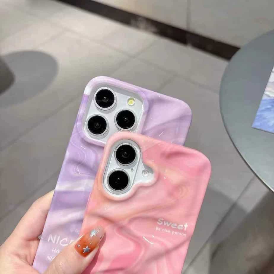 Designer Wavy Glossy Gradient Cases for iPhone - Lilac