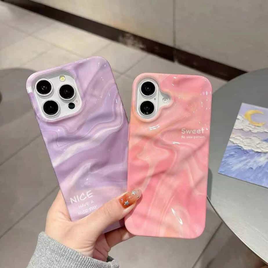 Designer Wavy Glossy Gradient Cases for iPhone - Lilac