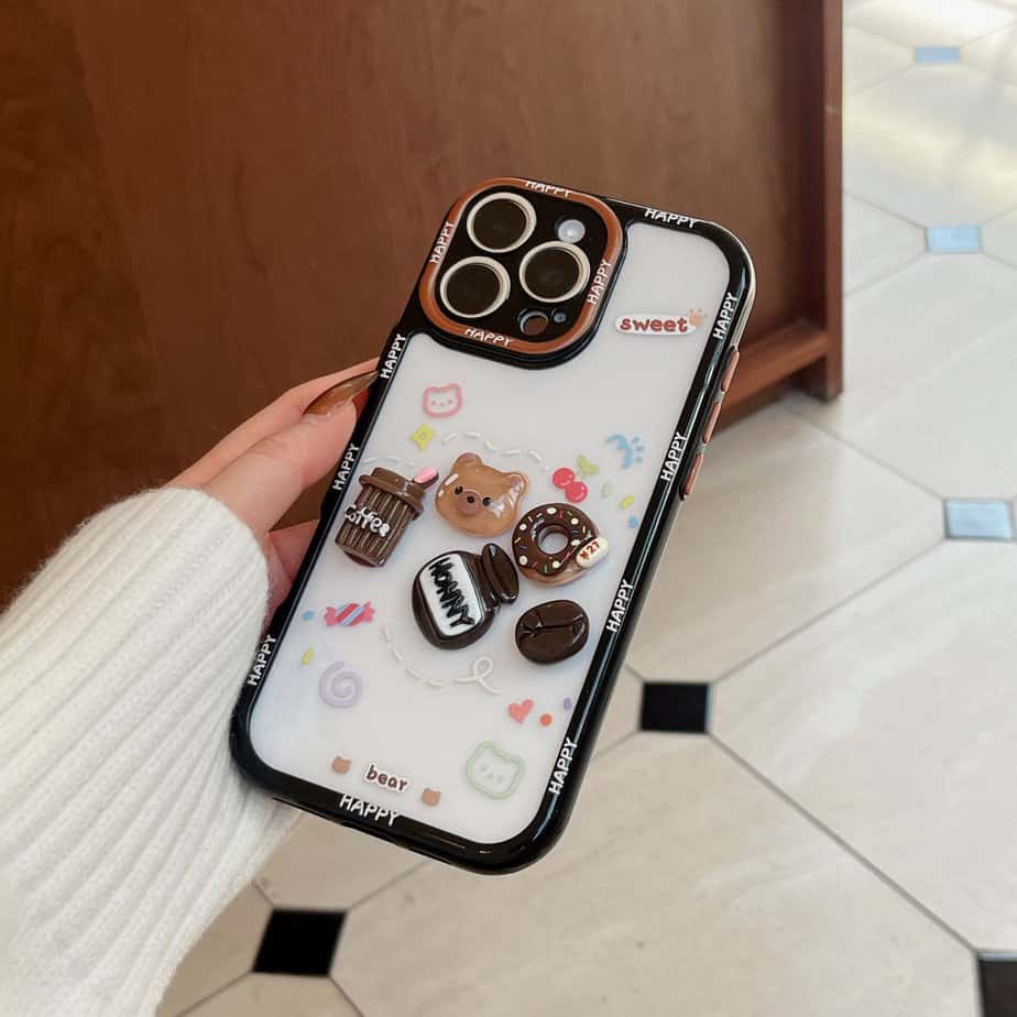 Cute Sweet 3D Brown Coffee Cases with Charm available for iPhone