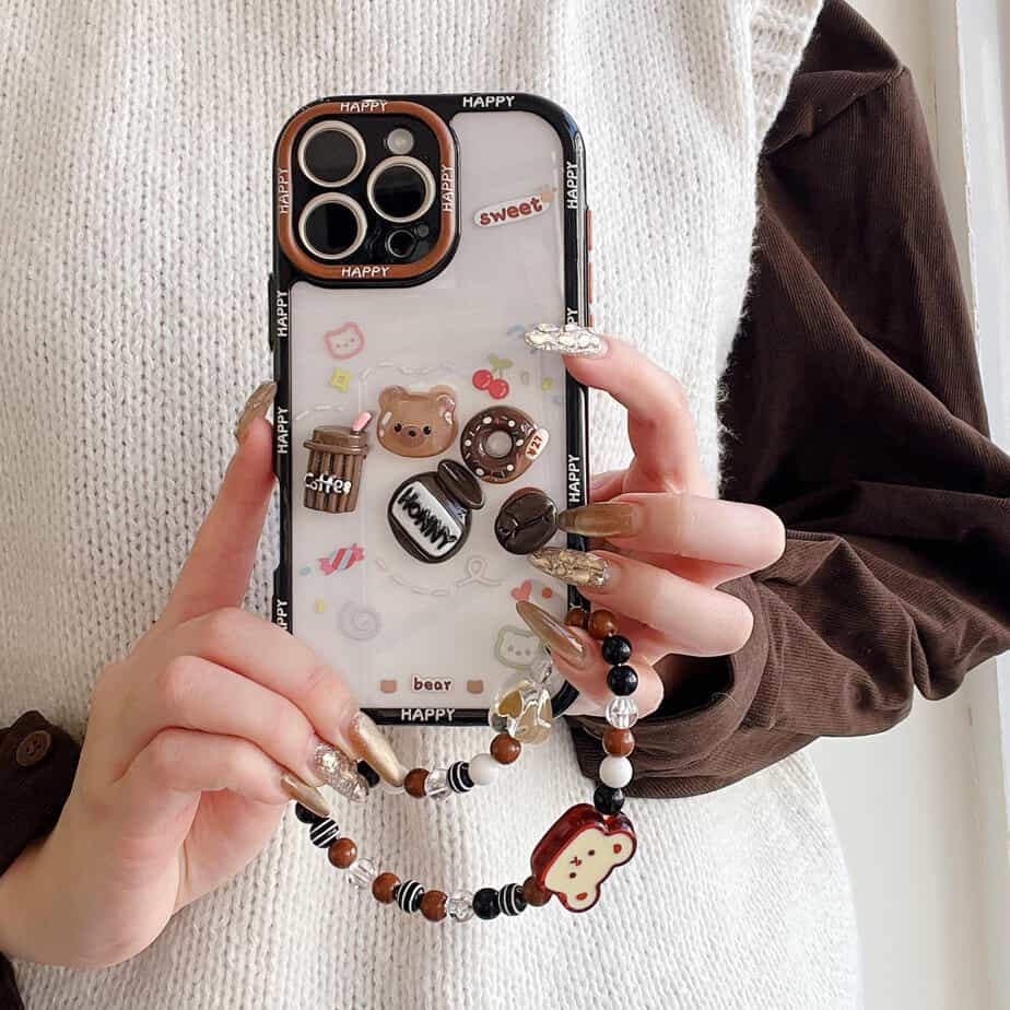 Cute Sweet 3D Brown Coffee Cases with Charm available for iPhone