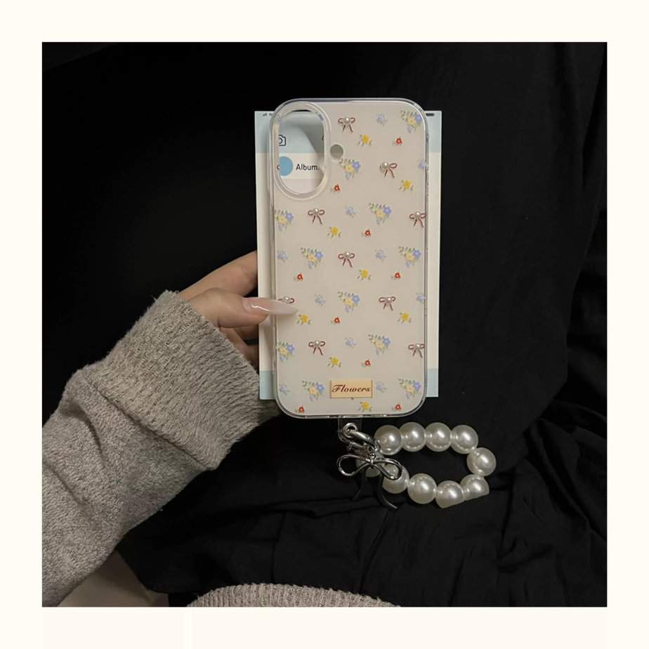 Small Flower and Bow cases with Pearl Charm for iPhone