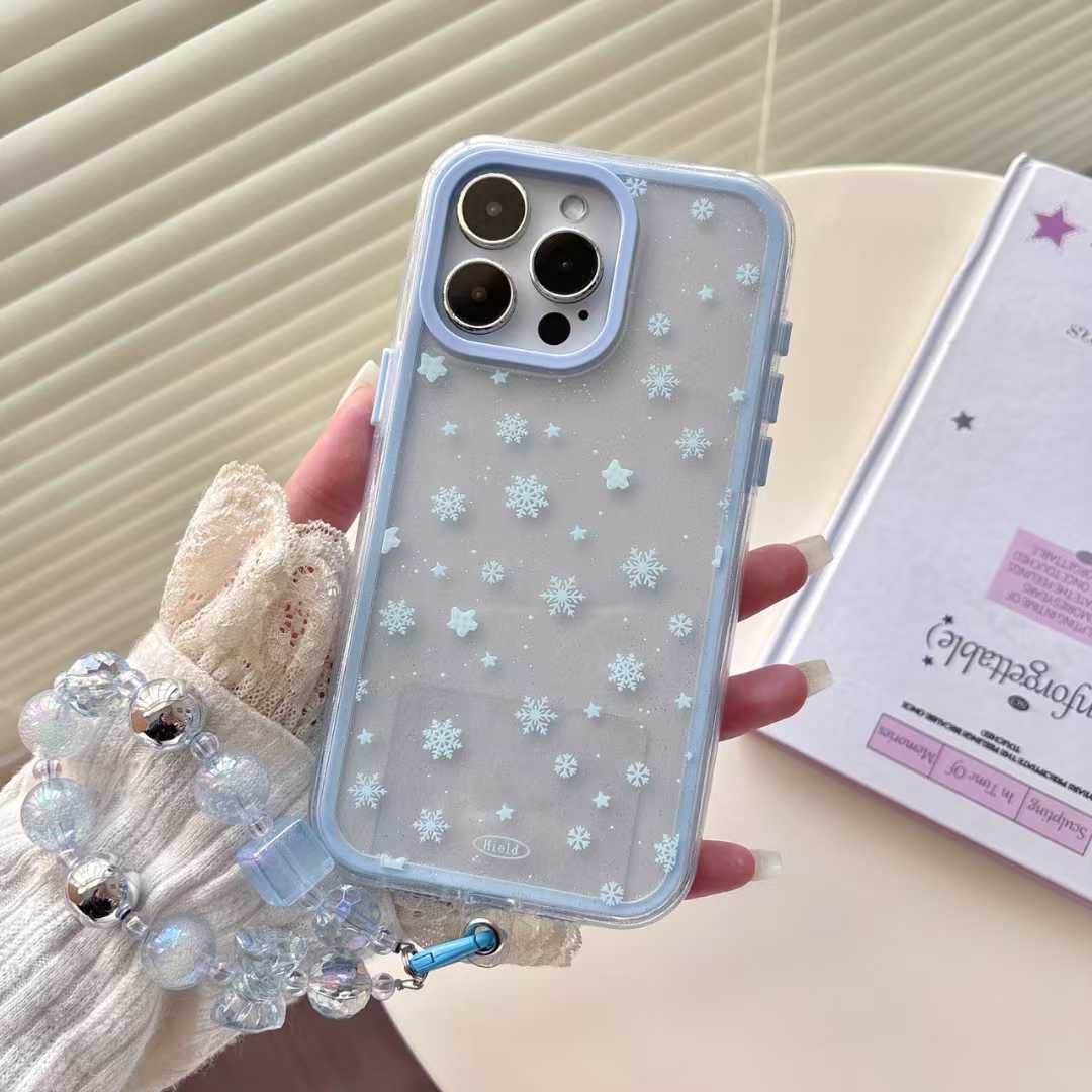 Cute Blue Star Shimmer Design Case with Charm for iPhone