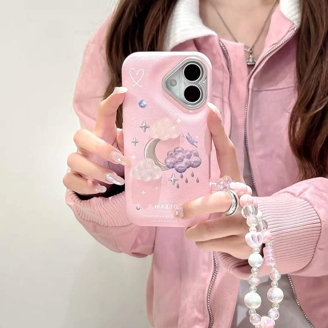 Pink Dreamy Cloud and Moon cases with Charms for iPhone