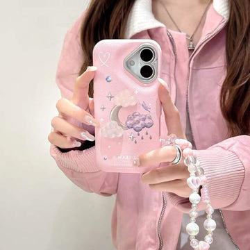 Pink Dreamy Cloud and Moon cases with Charms for iPhone