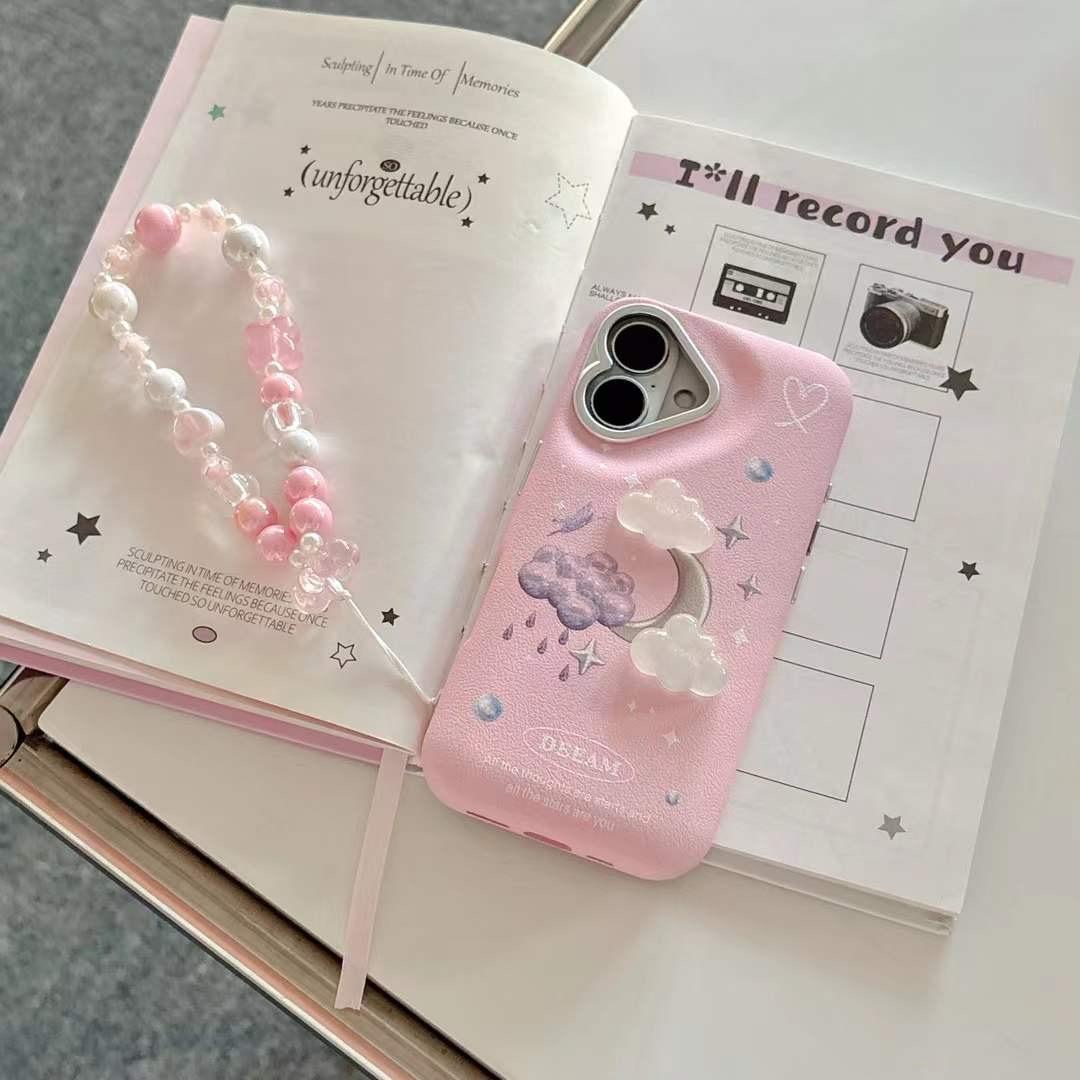 Pink Dreamy Cloud and Moon cases with Charms for iPhone