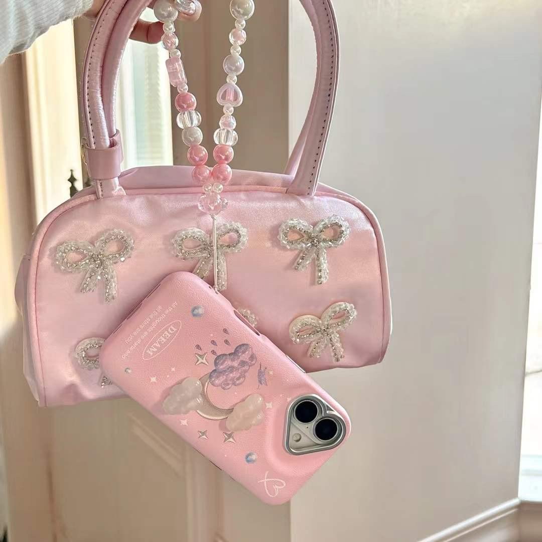 Pink Dreamy Cloud and Moon cases with Charms for iPhone