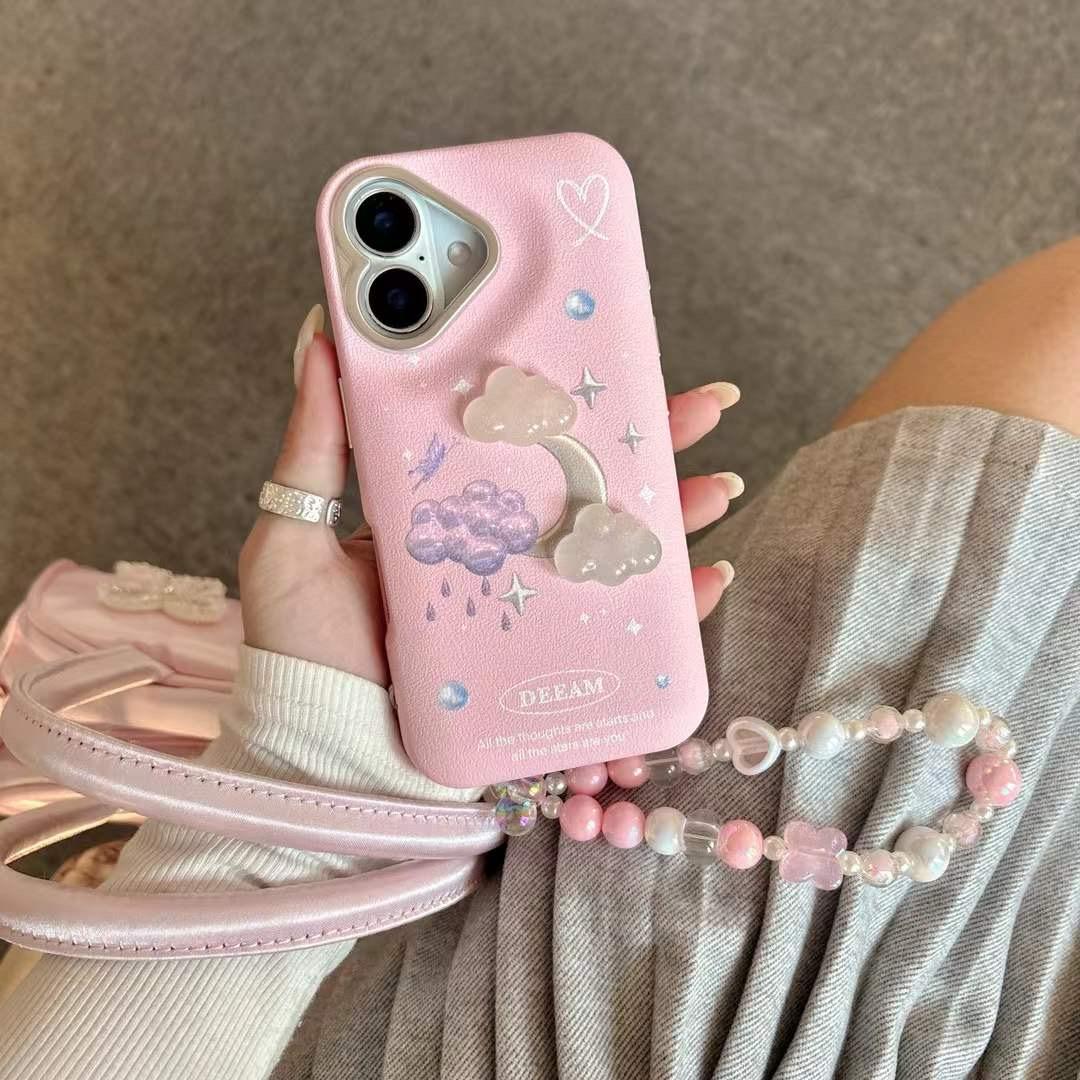 Pink Dreamy Cloud and Moon cases with Charms for iPhone