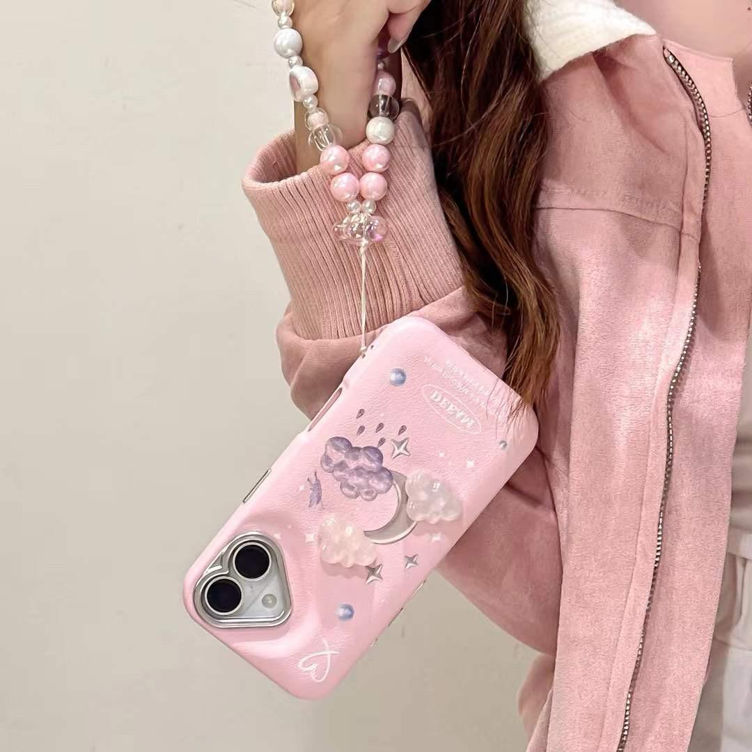 Pink Dreamy Cloud and Moon cases with Charms for iPhone
