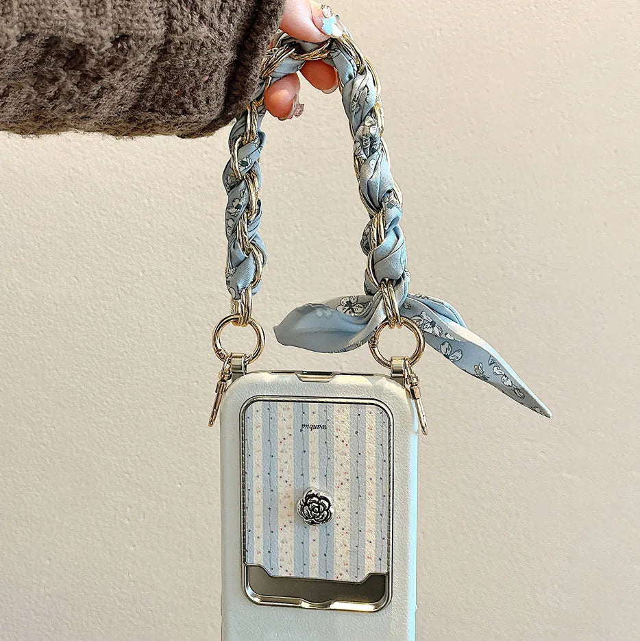 Classic Rose Signature Wallet Strap Case for iPhone