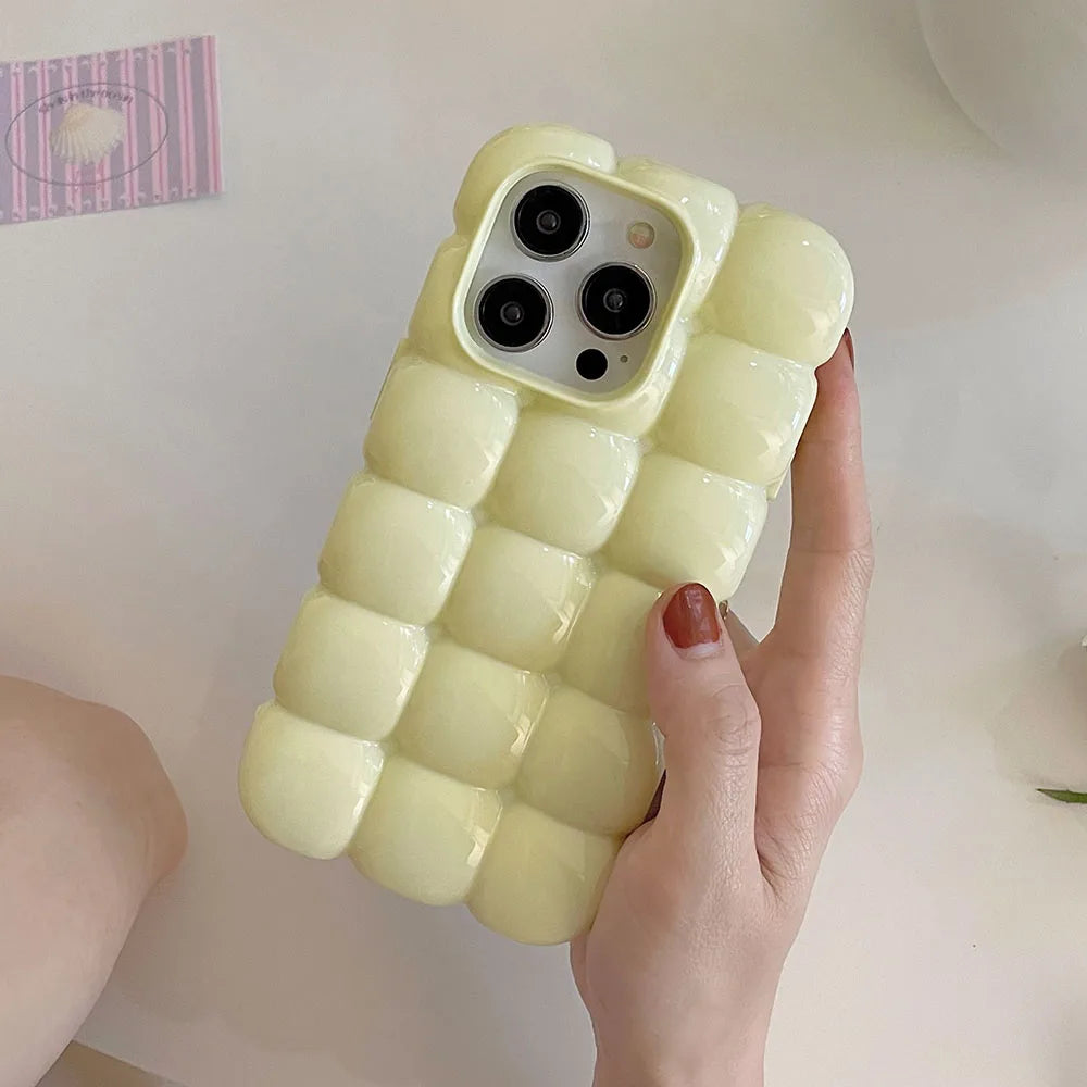 Butter Yellow Bubble Marshmallow Puffer Cases for iPhone