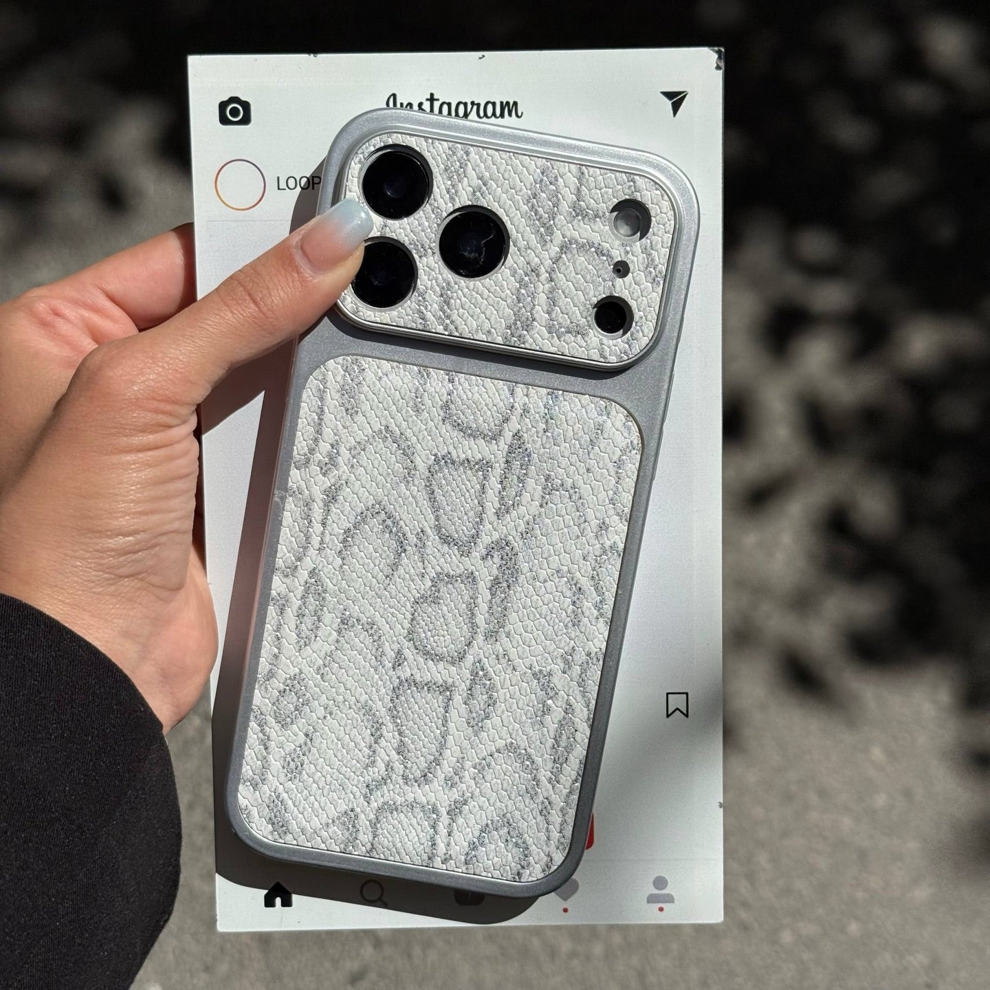 Snake Skin Silver theme Phone Cases for iPhone
