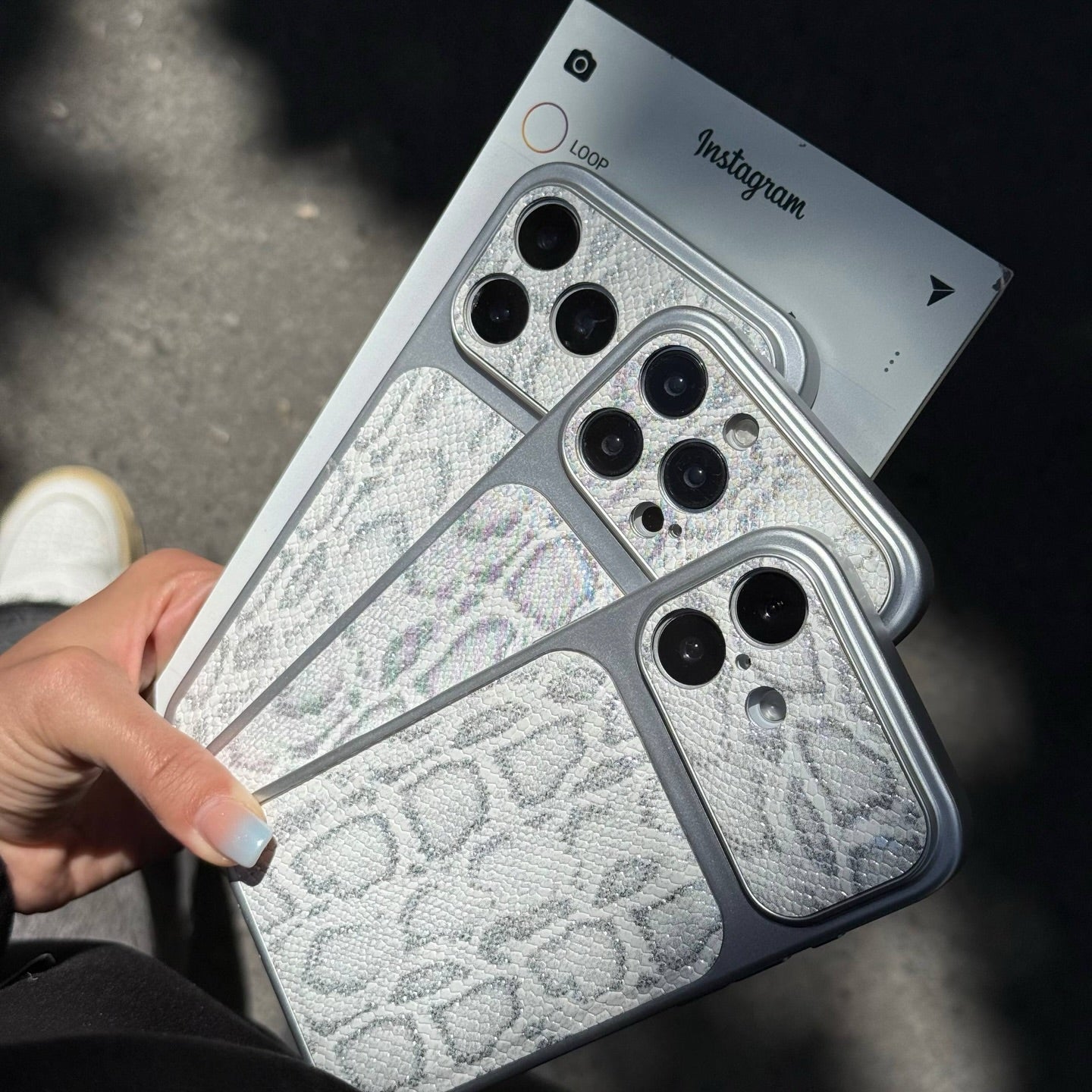 Snake Skin Silver theme Phone Cases for iPhone