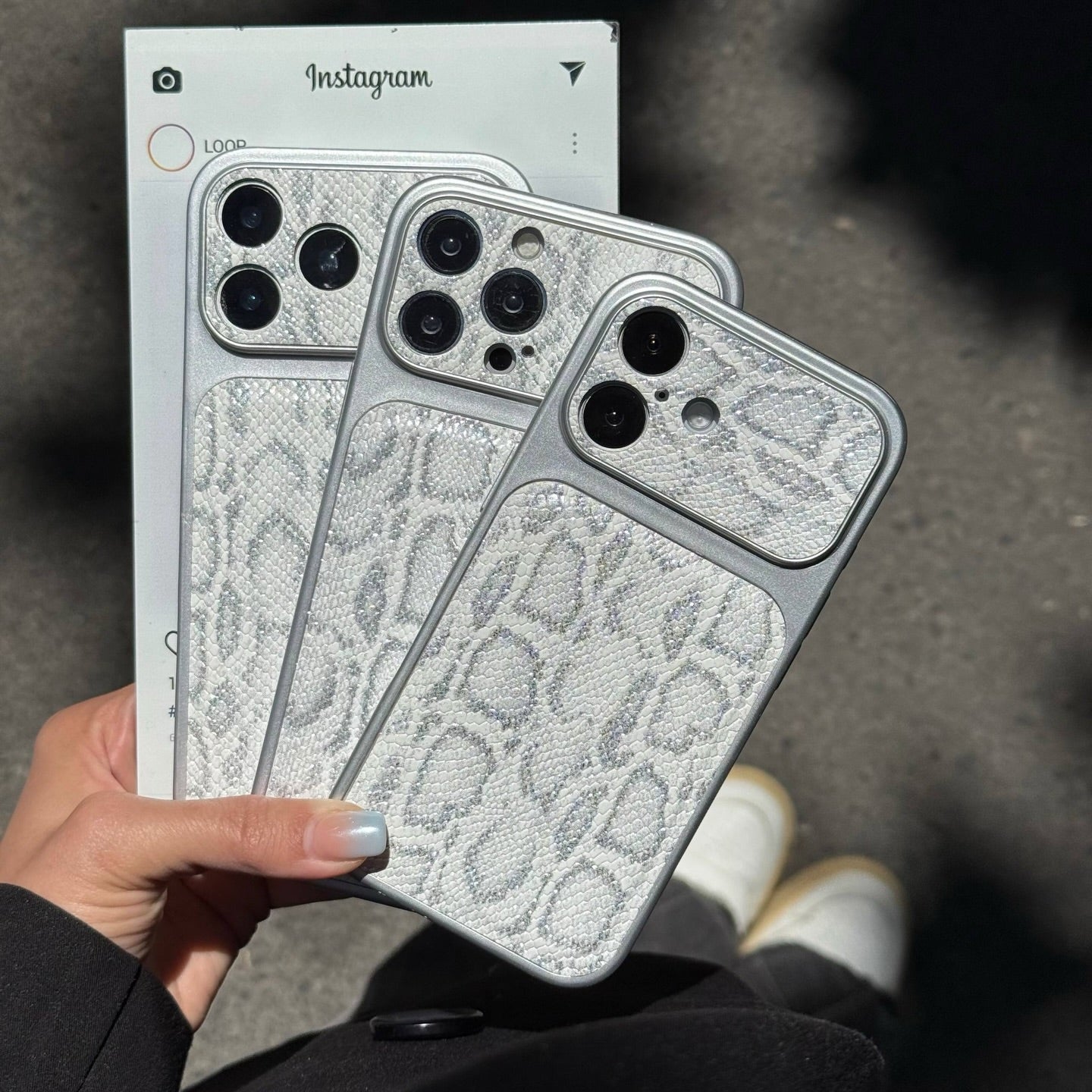 Snake Skin Silver theme Phone Cases for iPhone