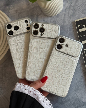 Snake Skin Silver theme Phone Cases for iPhone