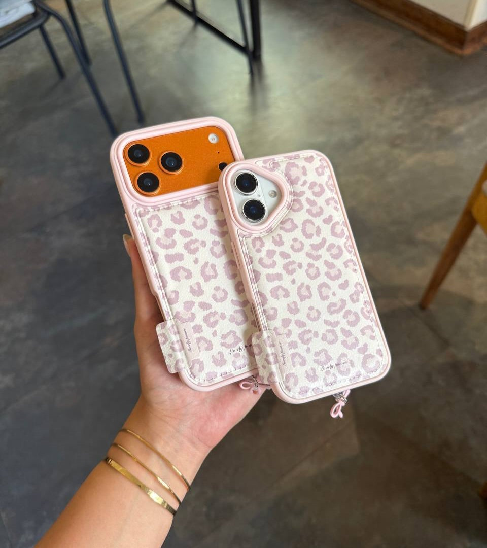 Pink Cheetah Cases with Pink bow Dust plug for iPhone