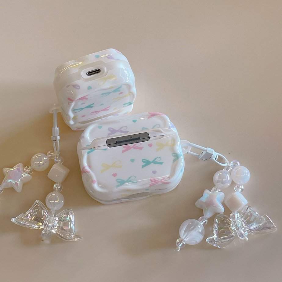 Rainbow Bowknot Case with Charm for Airpods - Airpods Pro and Pro 2