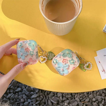 Peach Floral Case with Charms for Airpods - Airpods Pro and Pro 2