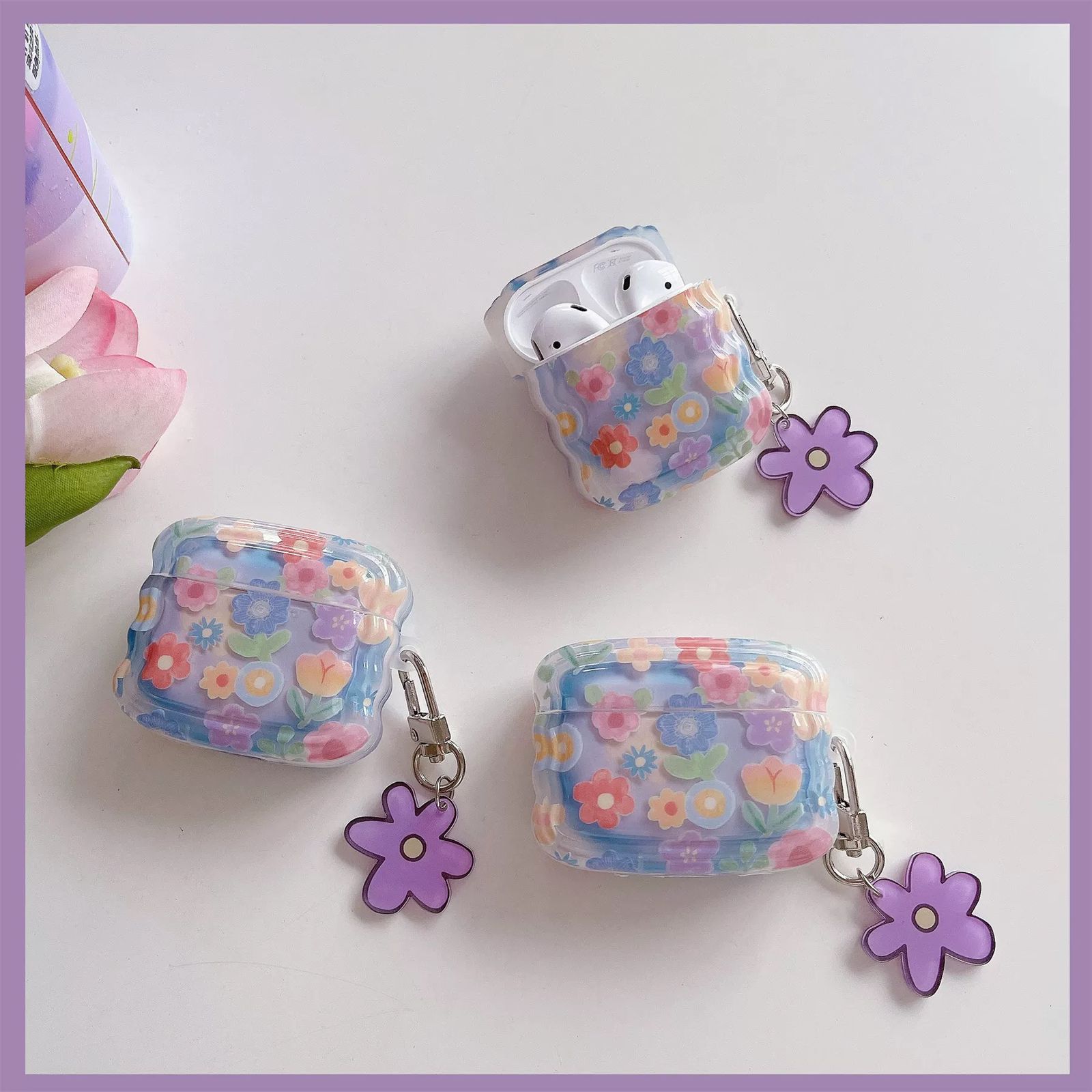 Colorful floral Case with Charms for Airpods - Airpods Pro and Pro 2