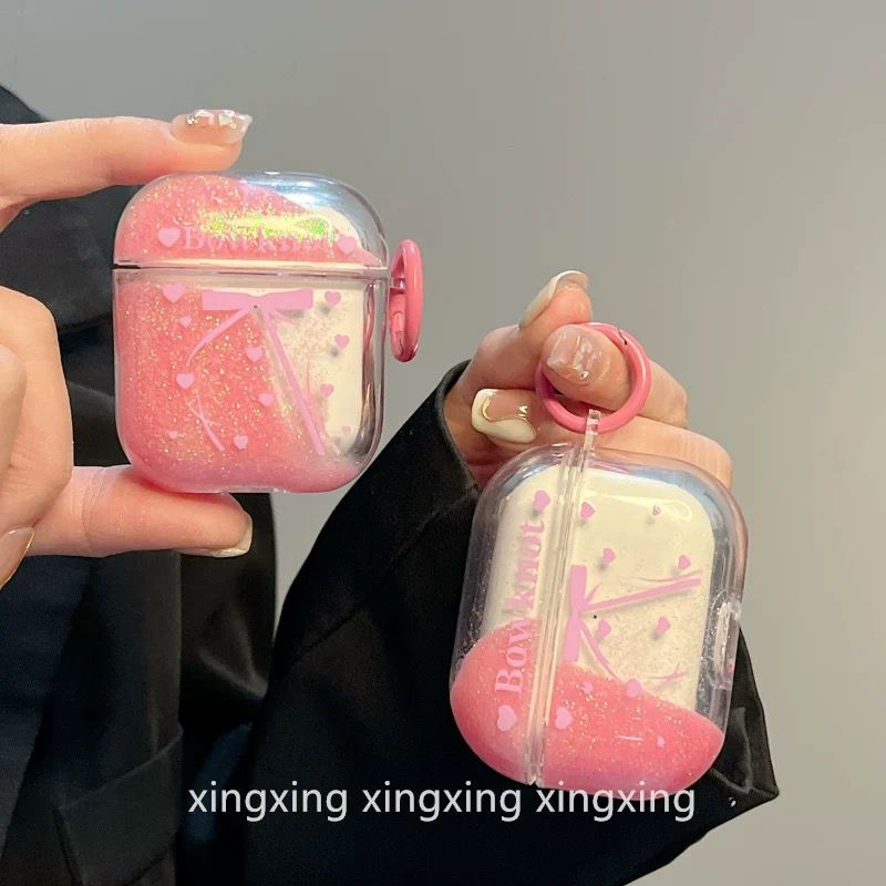 Floating Shimmer Bowknot Case with Charms for Airpods - Airpods Pro and Pro 2