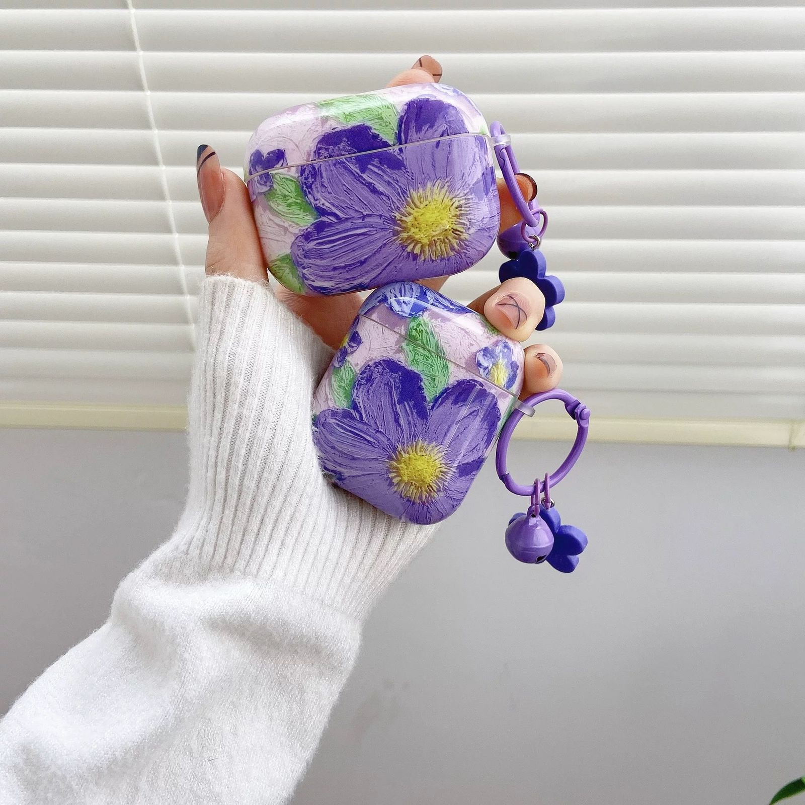 Lilac floral Case with Charms for Airpods - Airpods Pro and Pro 2