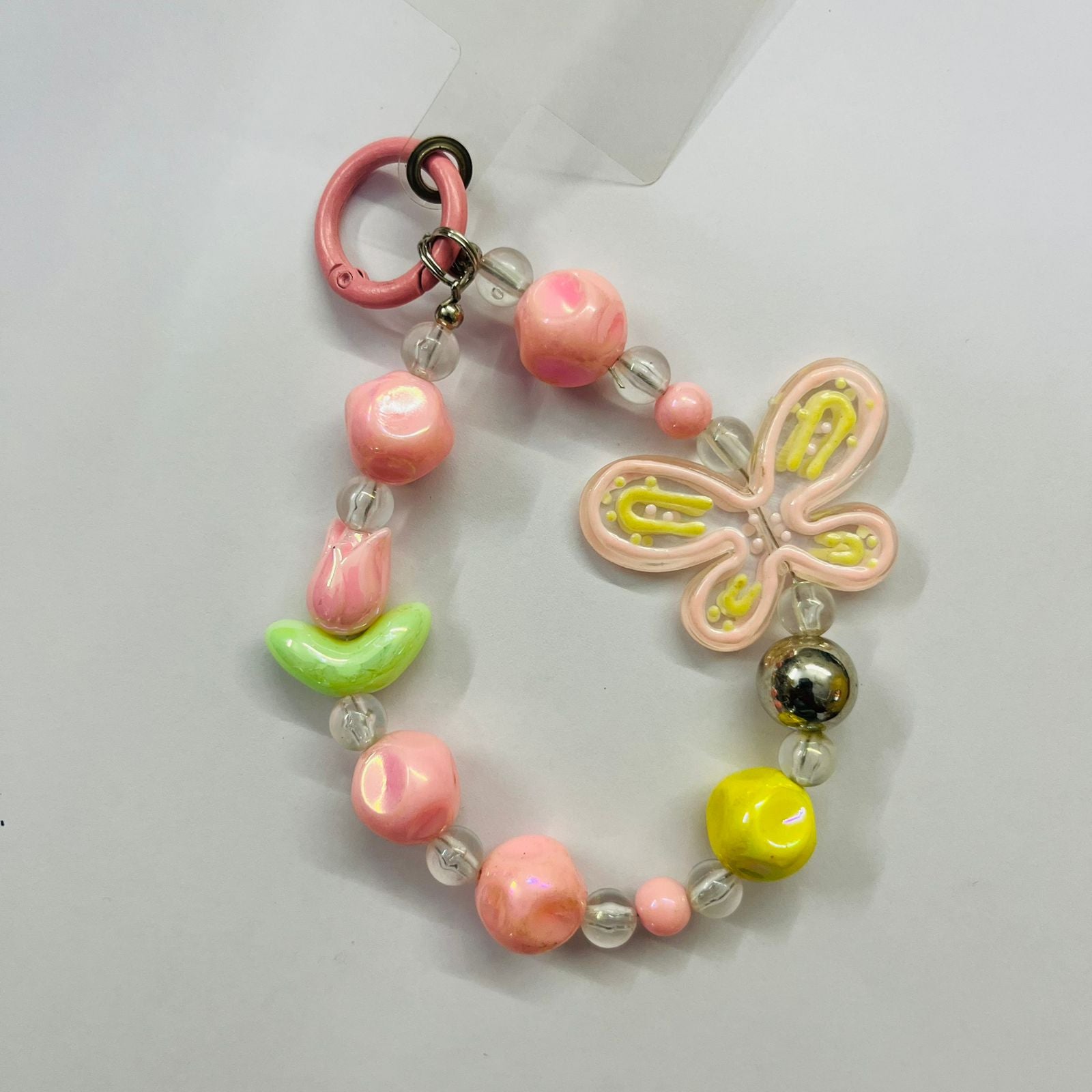 Pink Bead Butterfly Charms for Phones
