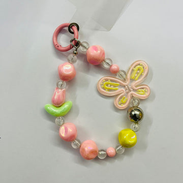 Pink Bead Butterfly Charms for Phones