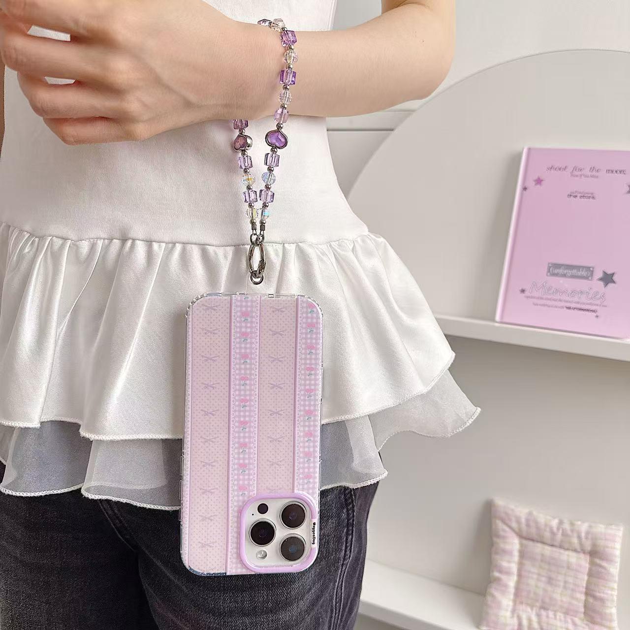 Lilac theme cute Bow and Cherry Case for iPhone